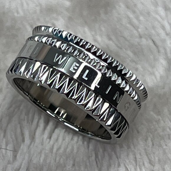 Daniel Wellington Elevation Ring 52 US 6 Silver Stainless Steel Geometric NWOT - Picture 7 of 8